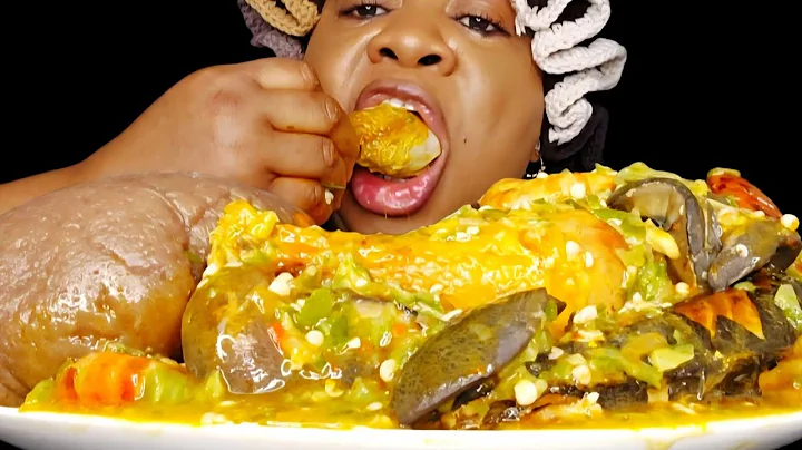 Asmr mukbang Nigerian spicy okra soup and fufu eating sound