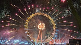 London Eye New Year's Evening Fireworks 2024 4K | London Eye NYE Fireworks