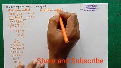 Linear equations in two variables class10  ELIMINATION AND SUBSTITUTION METHOD EXERCISE 3.4.