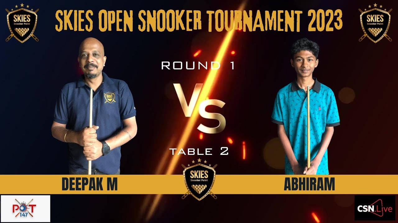 ROUND 1 - ABHIRAM vs DEEPAK MALLIKARJUNA T2 - SKIES OPEN SNOOKER TOURNAMENT 2023