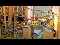 Lego train from the floor to the ceiling  with crashes  falls