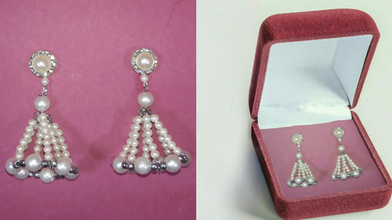 How To Make Pearl Jhumkas At Home Quilling Jhumka Making Tutorial