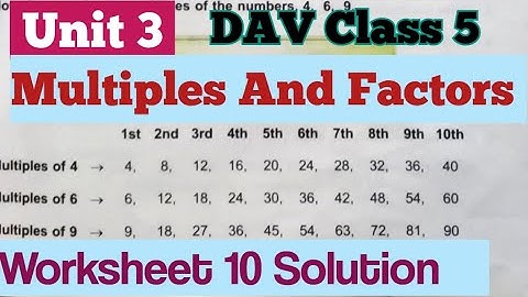 Multiples And Factors DAV Class 5 Maths Unit 3 Worksheet 10 Solution||ADARSH 999