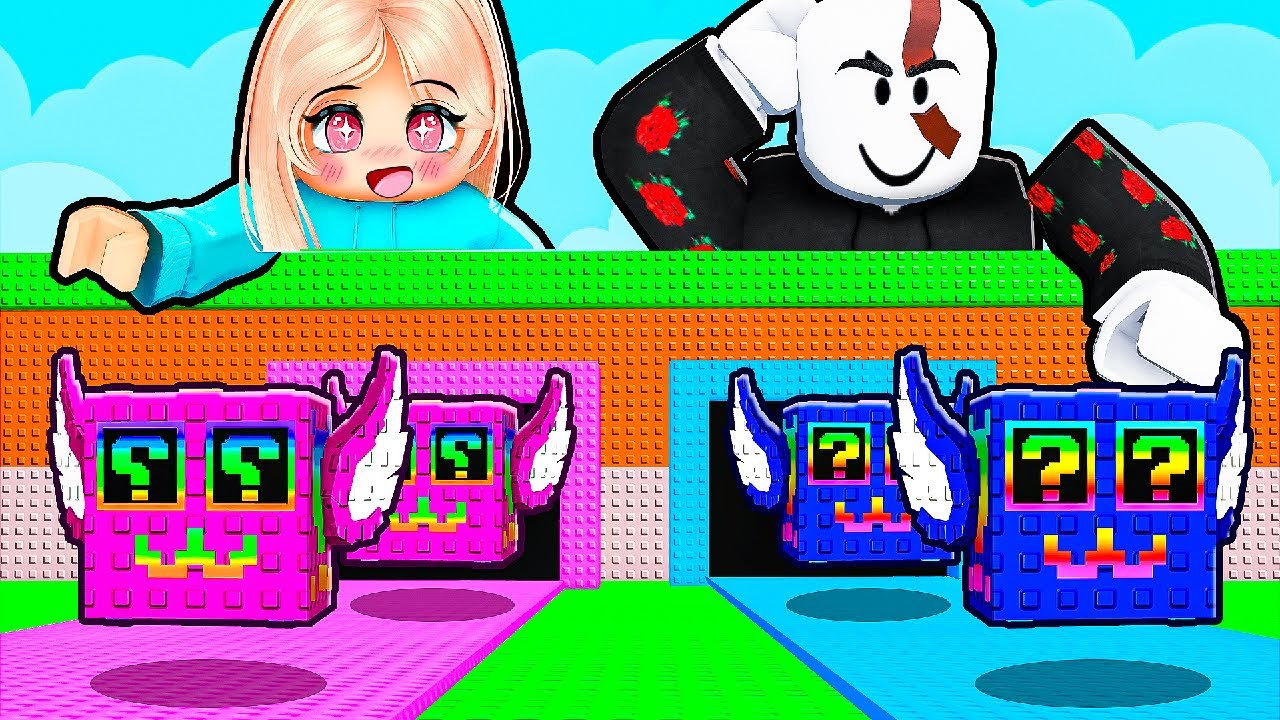 Cerrera de Lucky Blocks Chico vs Chica en Steal a Brainrot