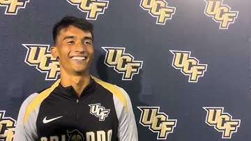 UCF-middenvelder Joey Mueller na de wedstrijd tegen #11 Georgia Southern