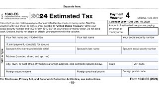 IRS Form 1040-ES walkthrough (Estimated Tax Voucher)