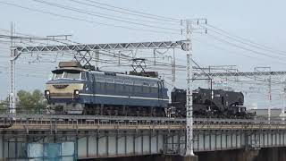 【甲種輸送】国鉄色EF66-27号機牽引！引退するシキ800を繋ぐ貨物列車8862レ　庄内川橋梁通過