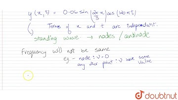 The transverse displacement of a string (clamped at its two ends ) is given by `y(x,t)=0.06