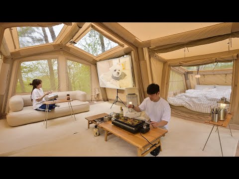 Built it with 4-Inflatable tents?? That's a 4-Room Weekend getaway!!ㅣLong-Term camping