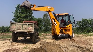 Village Development Mood / Backhoe Loading Soil Tractor And Tripper Dump