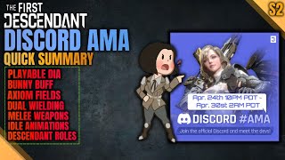 Dia as a Playable Descendant, Bunny Buff, Dual Wielding | Discord AMA - The First Descendant