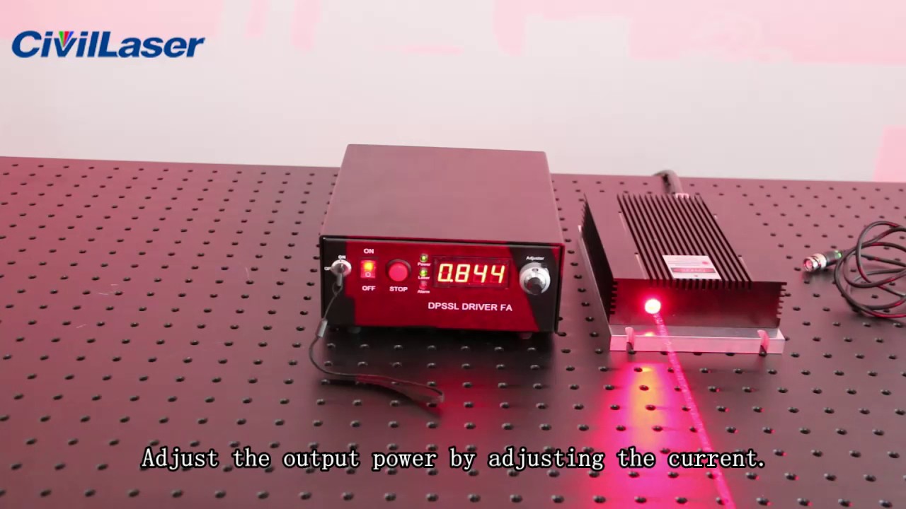 High power Red DPSS Laser 635nm 6W laser beam-- From www.CivilLaser.com ...