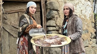 Cooking flavored muscle with milk in the village of Iran!