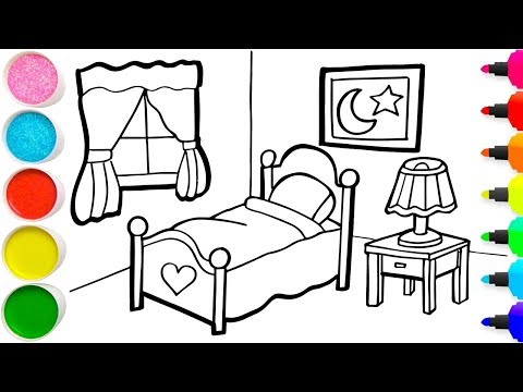Tranh Tô Màu Phòng Ngủ - Dạy Bé Vẽ Và Tô Màu Phòng Ngủ - Cara Menggambar dan Mewarnai Kamar tidur