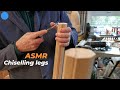 Furniture making techniques  trimming the feet on stool legs  asmr slow notalkingasmr