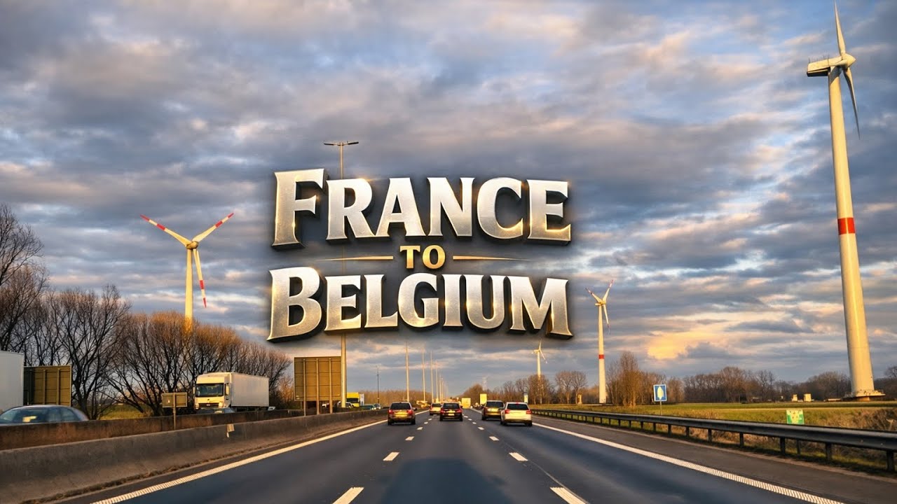 Relaxing Drive from Lille (Rijsel) 🇫🇷 to Antwerp 🇧🇪 | Sunny Golden Hour Highway POV