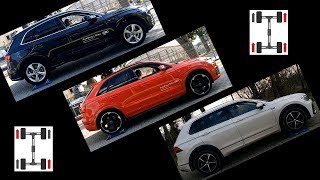 SLIP TEST - Ouattro Ultra vs Haldex - Audi Q5 vs VW Tiguan 4Motion vs Audi Q3  @4x4.tests.on.rollers
