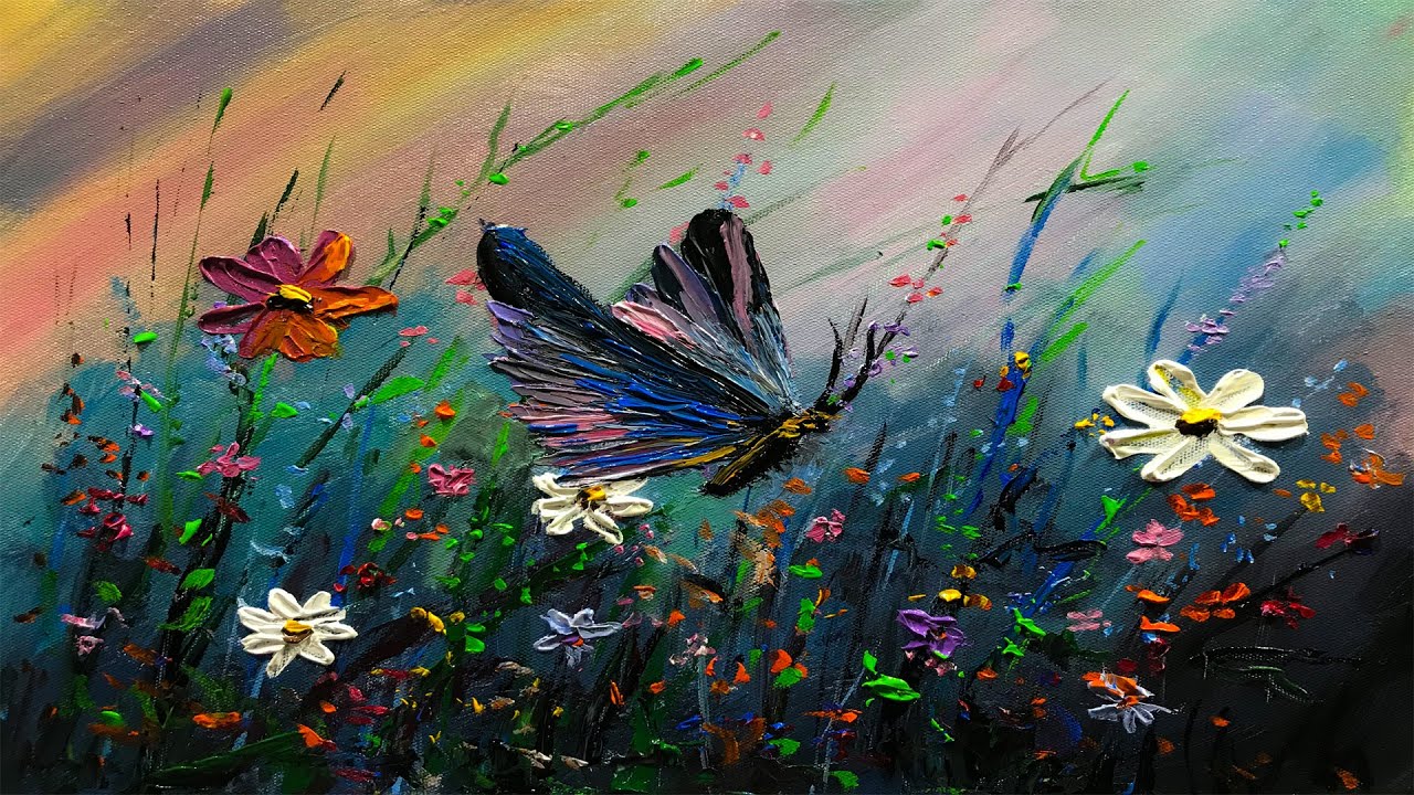 Butterfly and Flowers Painting YouTube