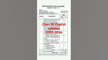 Class 10 English syllabus 2025-2026 #english #englishgrammar #syllabus #seba#education