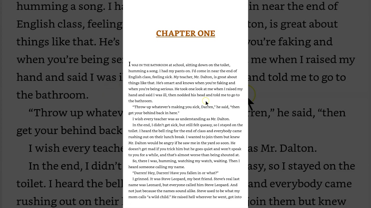 Cirque Du Freak Chapter 1 As Read By Ms. Gross - YouTube