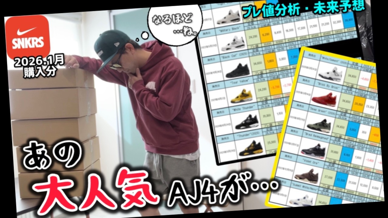 【分析】大人気のはずのジョーダン４をスニダンで買って分析・未来予想してみた！【スニダン】