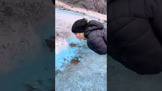 Casually drinking pure glacier water from the Mendenhall Glacier #refreshing #alaska #viral #shorts