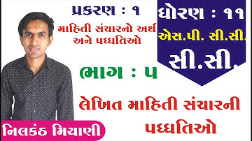 std 11 S.P.C.C. ch 1 (માહિતી સંચારનો અર્થ અને પધ્ધતિઓ) ભાગ 5 | std 11 સી.સી. ch 1 | Nilkanth Miyani