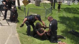 Confrontation between police and protesters at BRPD headquarters