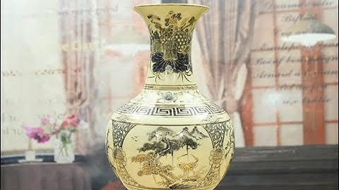 Bình Hút Lộc Phú Quý Tứ Cảnh Vẽ Vàng Gốm Chu Đậu - DECOPRO Sieuquatang