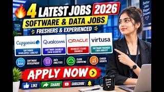 Details 🔥4Latest Jobs 2026|Capgemini, Qualcomm, Oracle & Virtusa| Software & Data Jobs freshers & Experience Update