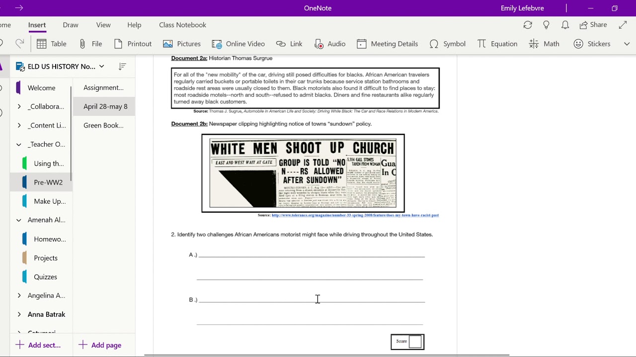 ELD US History DBQ documents overview 