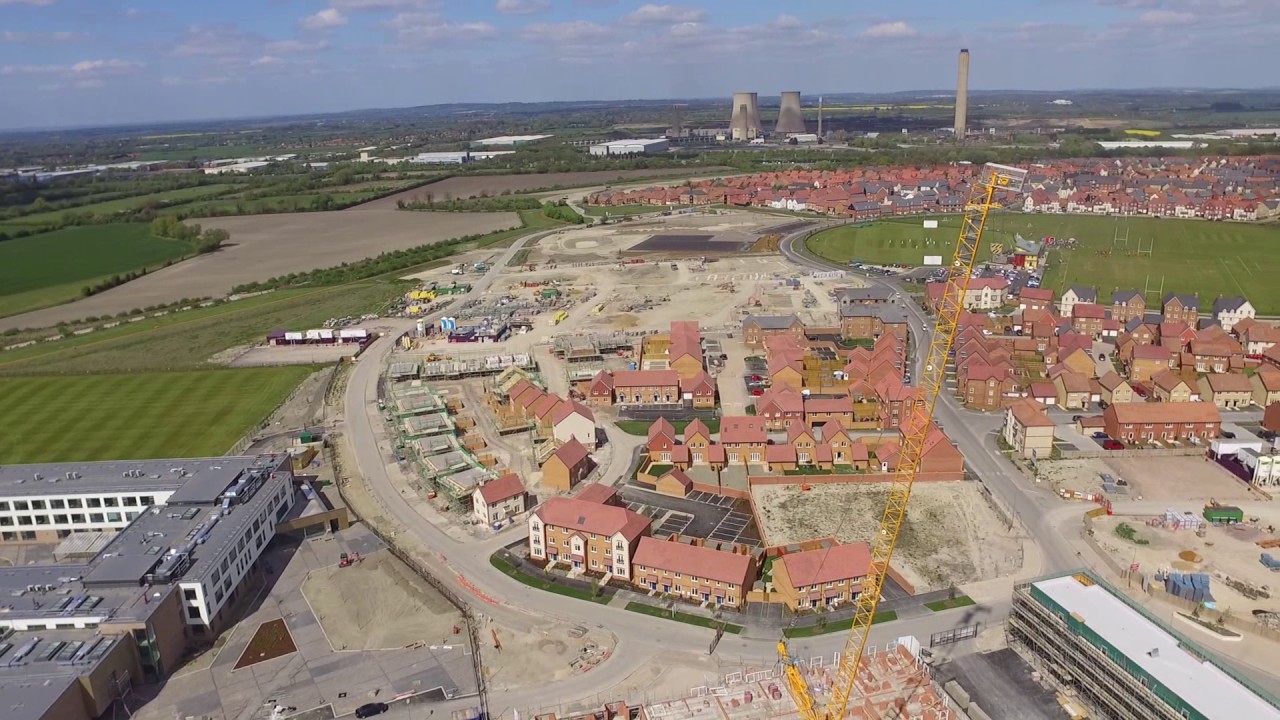 Drone. The District Centre, Great Western Park & UTC Collage, Didcot