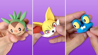 Pokémon Clay Art: 6th Generation Pokemon Starters!! Chespin / Fennekin / Froakie