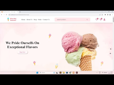Multipages ice-cream shop website  using html css js php & mysql from scratch admin panel part four