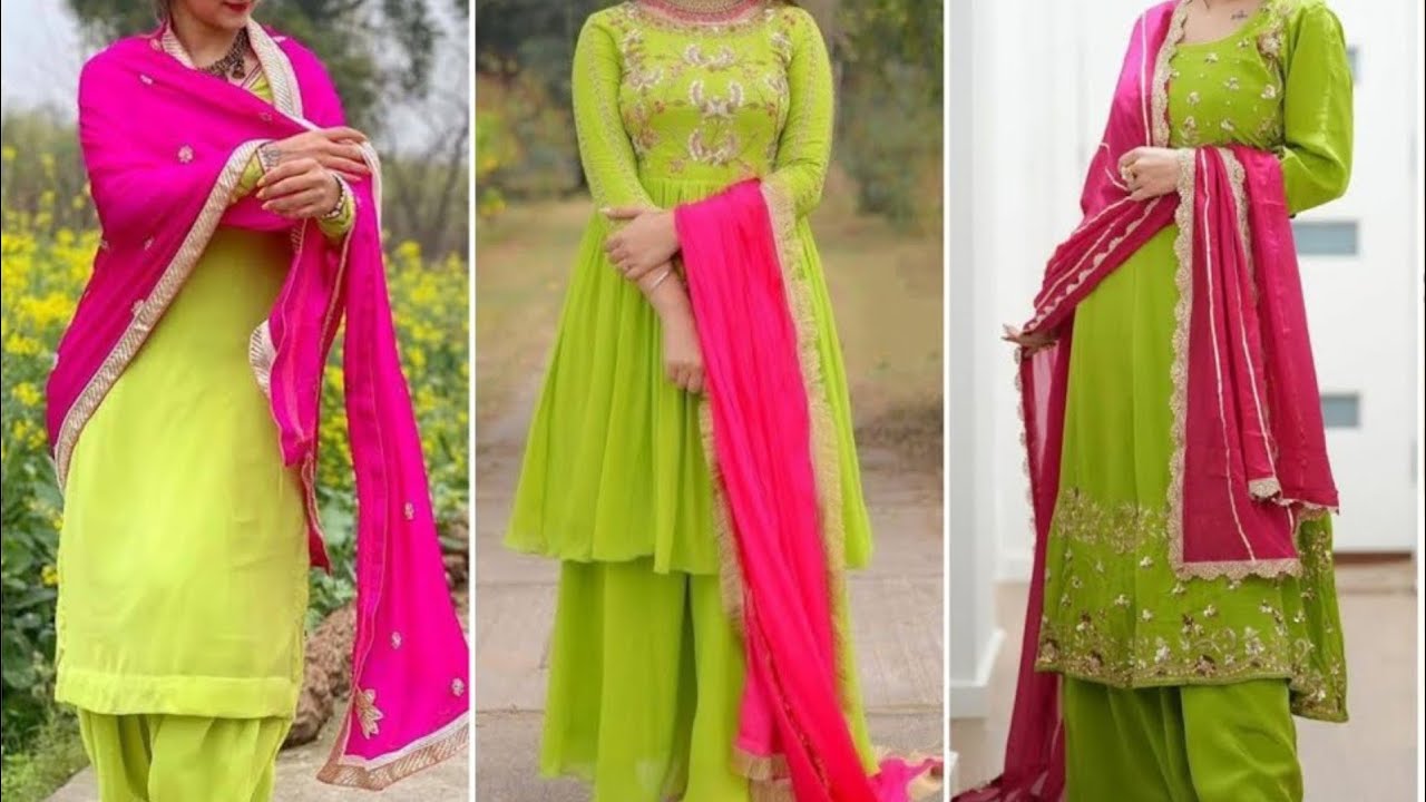 parrot green kurta with pink dupatta by designer Neha Saran.  #checkoninstagram | Kurti embroidery design, Boutique design, Embroidery on  kurtis