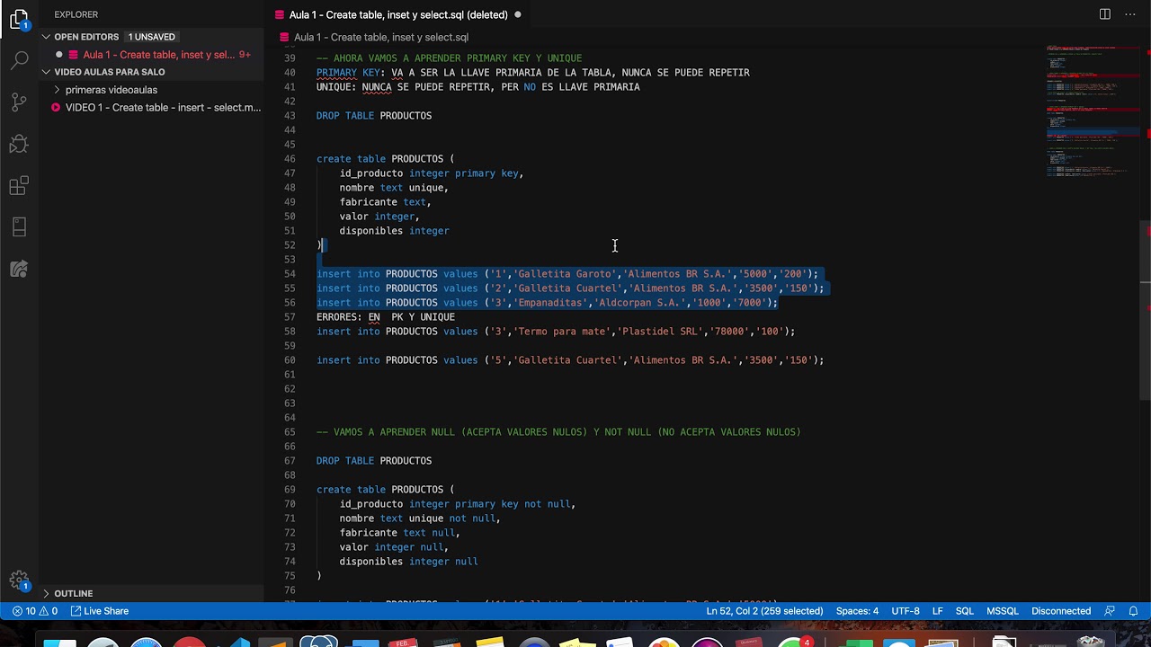 VIDEO 2 Primary key vs unique - YouTube