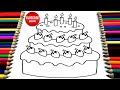 Dibujos Para Niños - Como Dibujar y Colorear Una Torta de Cumpleaños - Mewarnai Kue Ulang Tahun