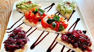 Homemade vegetarian Tuscan bruschettas