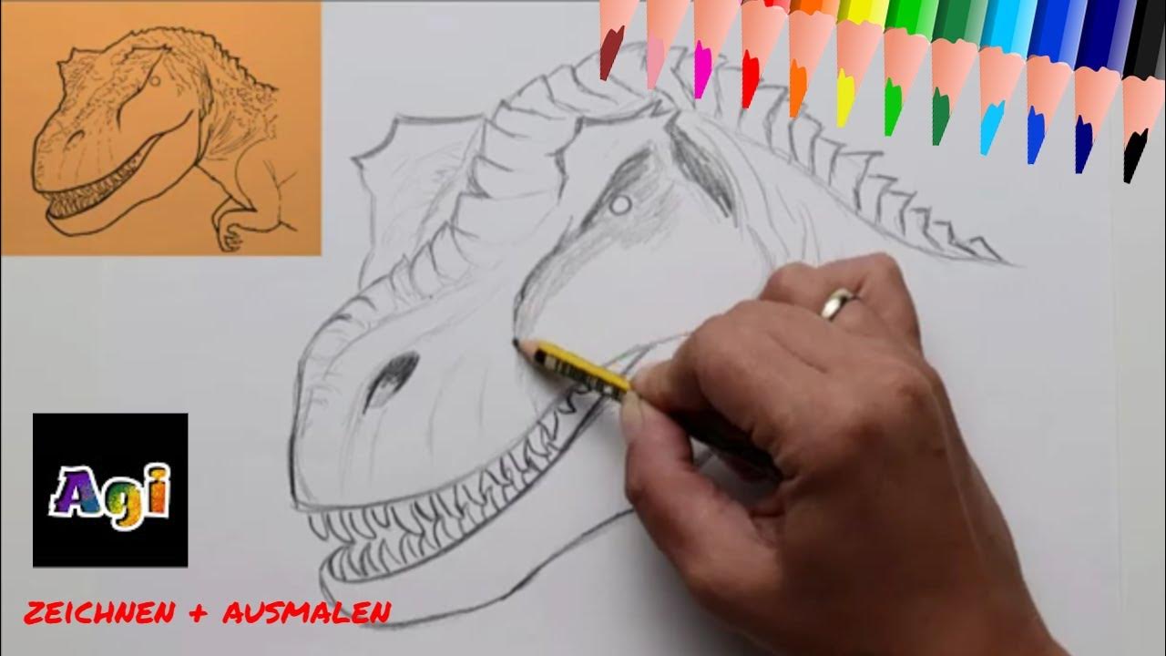 Tyrannosaurus Rex zeichnen / TRex Dinosaurier / ️ Malen mit Agi ️ Schritt für Schritt [Einfach