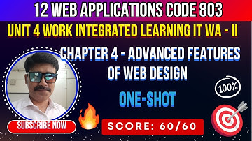 XII Web Applications 803 Unit 4 Work Integrated Learning IT WA II Advanced Features of Web - Design