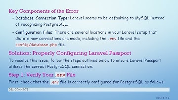 Resolving Connection Error with Laravel Passport and PostgreSQL