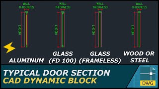 Door (Typical): AutoCAD Dynamic Block (Section View)