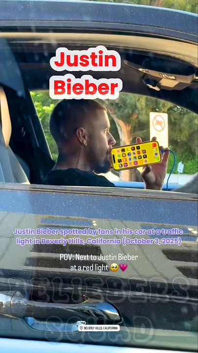 Justin Bieber spotted by fans in his car at a traffic light (October 3, 2025) #justinbieber
