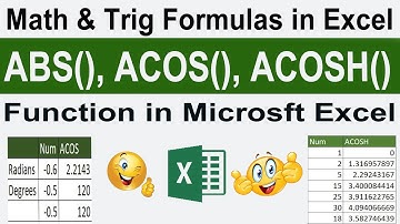 Math And Trig Formulas in Ms Excel Abs, Acos, Acosh Formulas in Excel