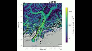 Garda glacier - Ice Surface Velocity + Particle Tracking (supraglacial seeding)