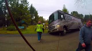 36 FOOT RV IN DITCH