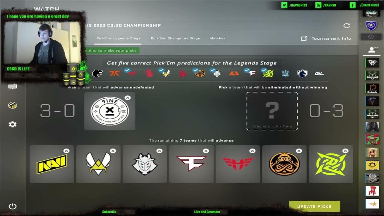 LEGENDS STAGE PICKEMS FOR THE LAST CSGO MAJOR EVER!!! EZ DIAMOND COIN