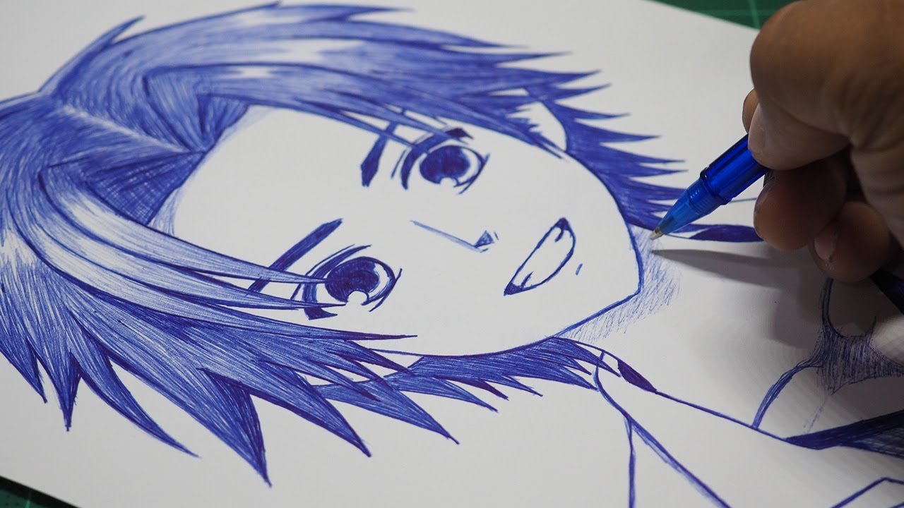 Pen Drawing Art - Cute Cartoon Face - Smail Jr
