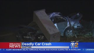 Car Slams Into Cement Pillar At Rose Hills Memorial Park
