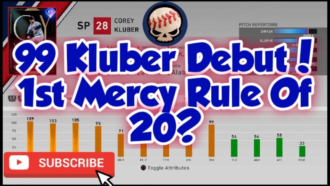 99 COREY KLUBER CY YOUNG DEBUT! 1ST MERCY RULE OF 20? MLB THE SHOW 20! 